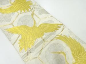 アンティーク　鶴に梅・桐模様織出し丸帯（着用可）